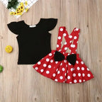 Lioraitiin Newborn Baby Girl Fly Sleeve Black Vest Top+Mini Dress