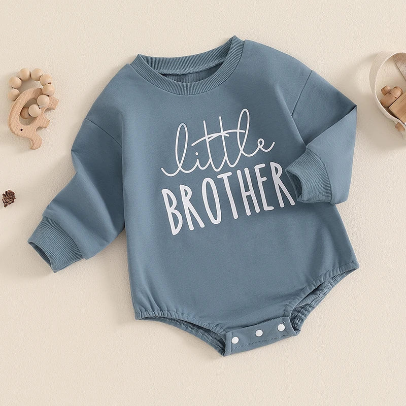 Lioraitiin Baby Boys Sweatshirts Rompers Letter Print Round Neck Long