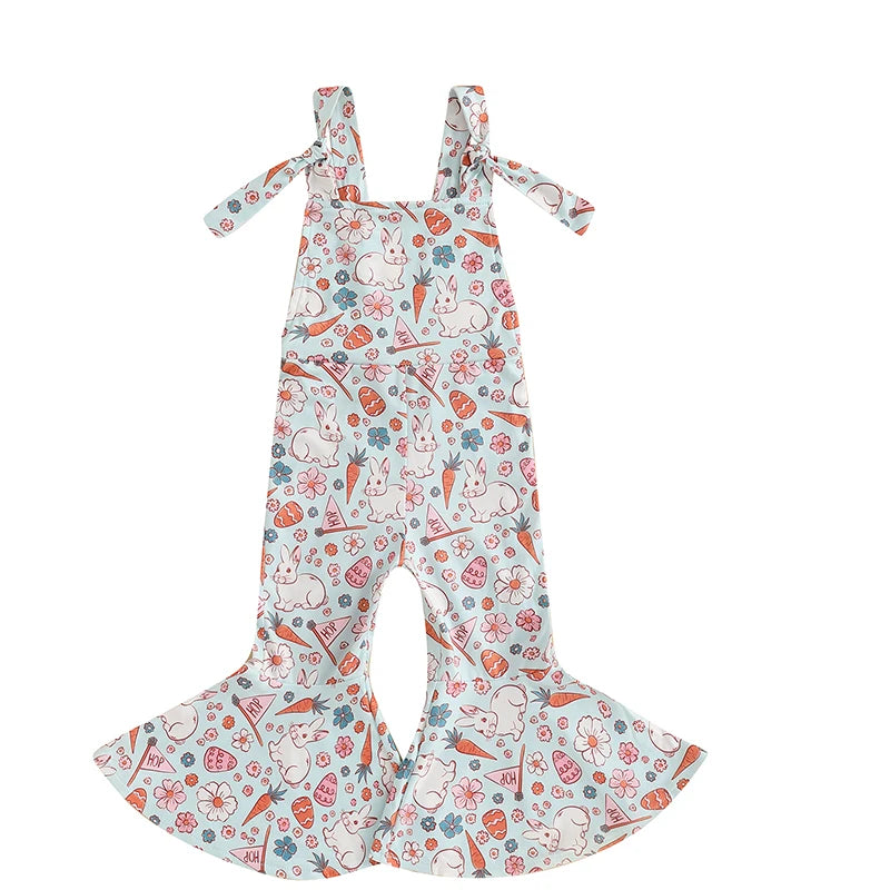 Lioraitiin 6M-4Y Baby Girl Easter Rompers Sleeveless Floral Print