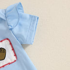 Lioraitiin Baby Girl Outfits Short Sleeve Baseball Embroidery Romper