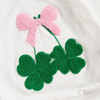 Toddler Baby Girl Irish Sweatshirt Bow Clover Embroidery Long Sleeve