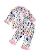 Toddler Girls Birthday Pajamas Set Long Sleeve Cartoon Print Fur