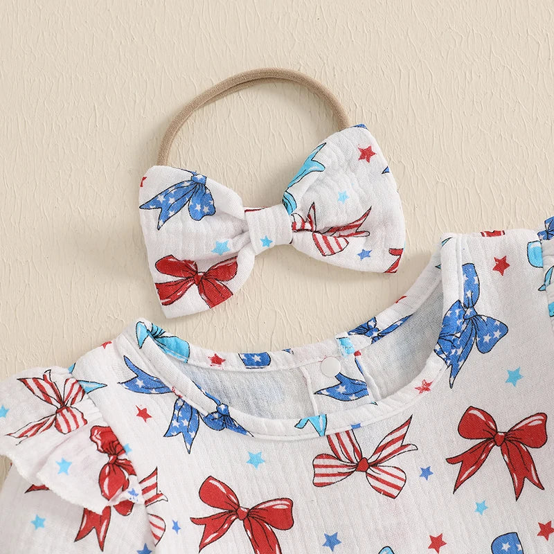 Lioraitiin Baby Girl 4th of July Outfit Love Heart Star Pattern