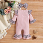 Lioraitiin 0-18M Newborn Infant 2Pcs Baby Girls Outfit Letter Leopard