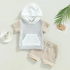 Lioraitiin Toddler Baby 2Pcs Outfits Short Sleeve Waffle Knit Pocket