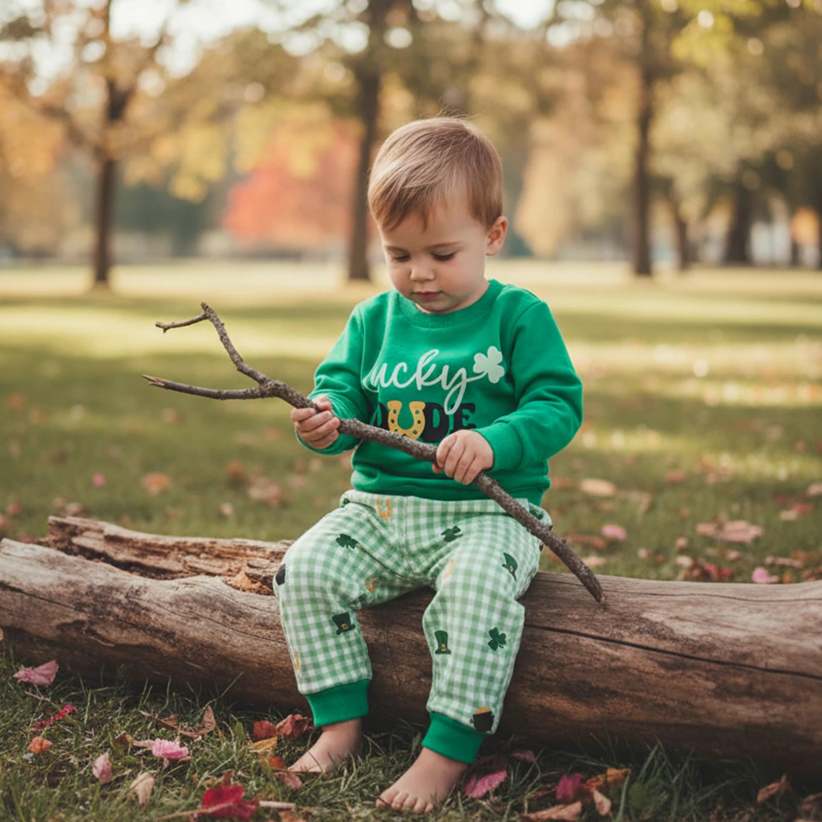 Lioraitiin Toddler Baby Girls Outfits Shamrock Letter Print Crew Neck