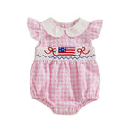 Lioraitiin Newborn Baby Girl 4th of July Romper Ruffle Sleeveless