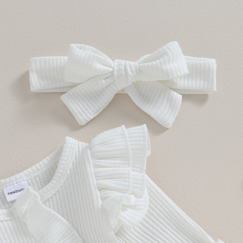 Lioraitiin 0-12M Newborn Infant Baby Girl Ruffle Zipper Romper Long