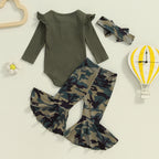 Lioraitiin Baby Girl 3 Piece Outfit, Long Sleeve Ribbed Solid Color