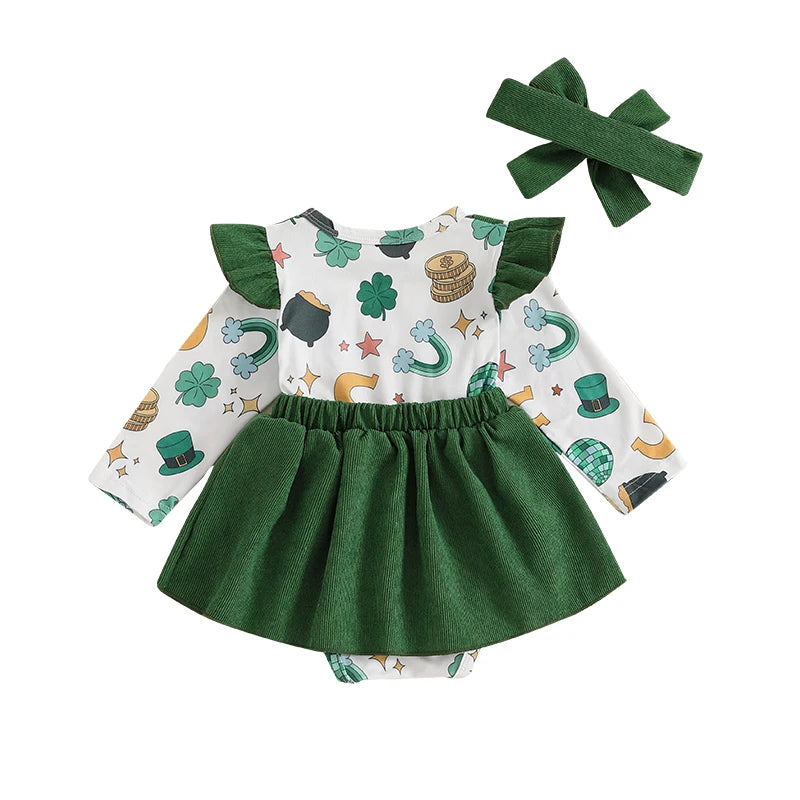Lioraitiin Newborn Baby Girl St. Patrick's Day Outfit Long Sleeve