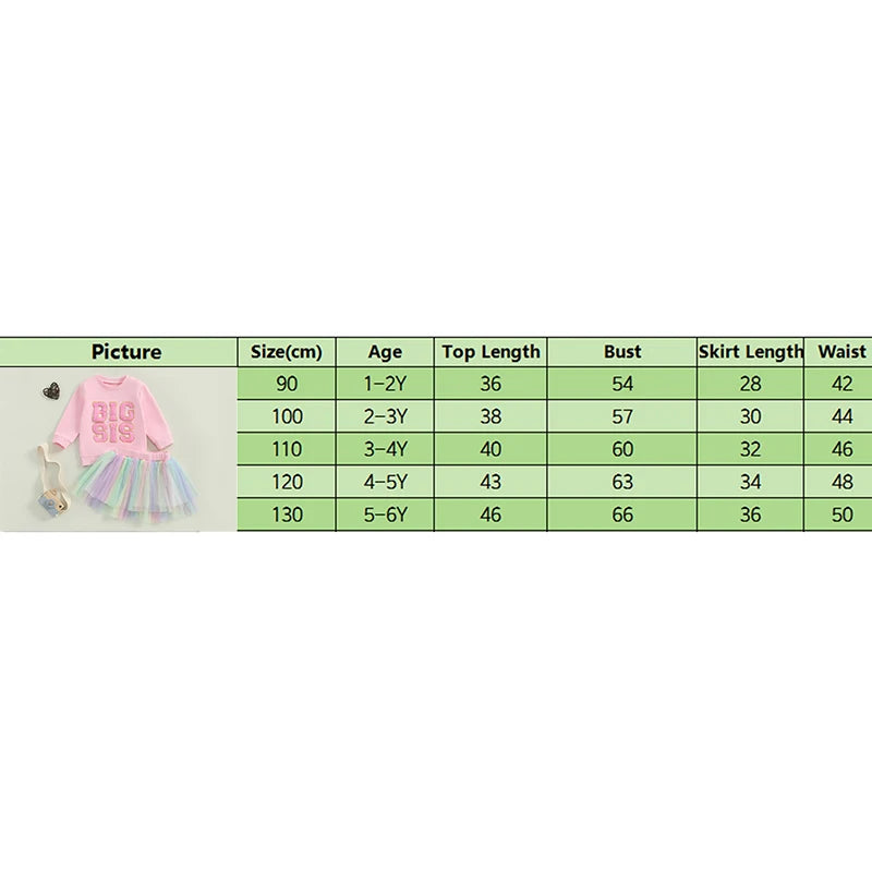Lioraitiin 1-6Y Kids Girls Skirt Set, Long Sleeve Embroidery Letter