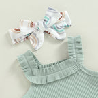 Lioraitiin 0-18M Infant Baby Girls Shorts Set Sleeveless Romper