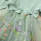 Lioraitiin Baby Girls 2 Piece Outfits Floral Mesh Patchwork Ruffles