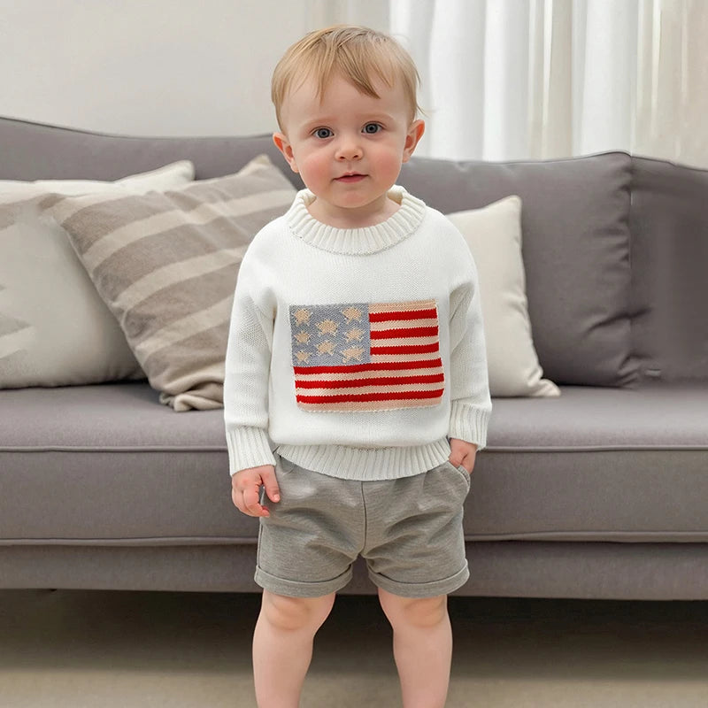 Lioraitiin Kids Baby Girls Boys 4th of July Sweater US Flag Pattern