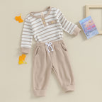 Lioraitiin 0-18M Newborn Baby Boy Girl Waffle Knit Striped Romper