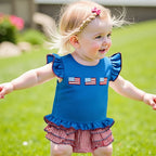 Lioraitiin Baby Girls Independence Day Shorts Sets Short Sleeve Flag