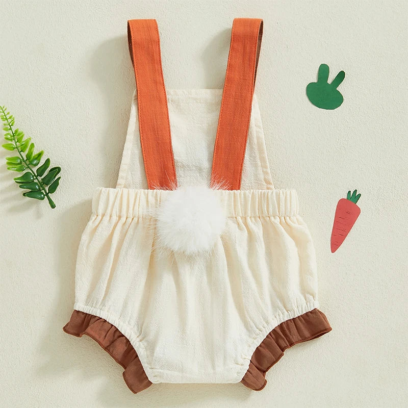 Lioraitiin Newborn Baby Boys Girls Easter Romper Sleeveless Square