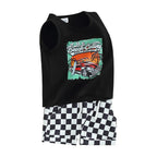 Lioraitiin Toddler Boys Outfits Letter Car Print Sleeveless Tank Tops