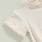 Lioraitiin 0-24M Baby Boys Girls Rompers Solid Short Sleeve O-neck