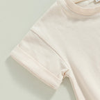 Lioraitiin 0-24M Baby Boys Girls Rompers Solid Short Sleeve O-neck