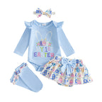 Baby Girl Easter Outfit, Long Sleeve Letters Romper with Eggs Print