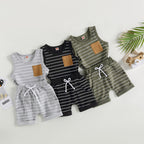 Lioraitiin 0-4Years Kids Baby Boy 2Pcs Outfits Striped Sleeveless