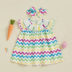 Lioraitiin Toddler Girls Easter Dress Rabbit Carrot Embroidery Short
