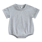 Lioraitiin 0-24M Baby Boys Girls Rompers Solid Short Sleeve O-neck