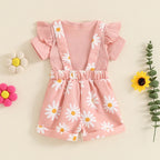 Lioraitiin Baby Girls Shorts Set, Short Sleeve Romper with Flower
