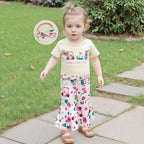 Lioraitiin Baby Girls Outfit Golf Print Short Sleeves Romper and