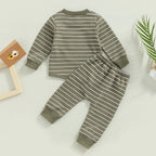 Lioraitiin 0-3Years Baby Boys Pants Set Striped Long Sleeve Crew Neck