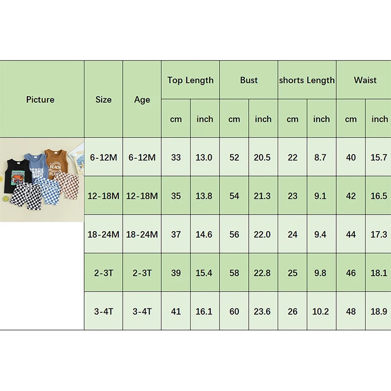 Lioraitiin Toddler Boys Outfits Letter Car Print Sleeveless Tank Tops