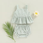 Lioraitiin Infant Baby Girl Outfits Suit Plaid Pattern Floral Printed