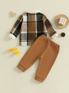 Lioraitiin Toddler Baby Boy Outfit Plaid Button up Long Sleeve Shirt