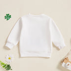 Toddler Baby Girl Irish Sweatshirt Bow Clover Embroidery Long Sleeve