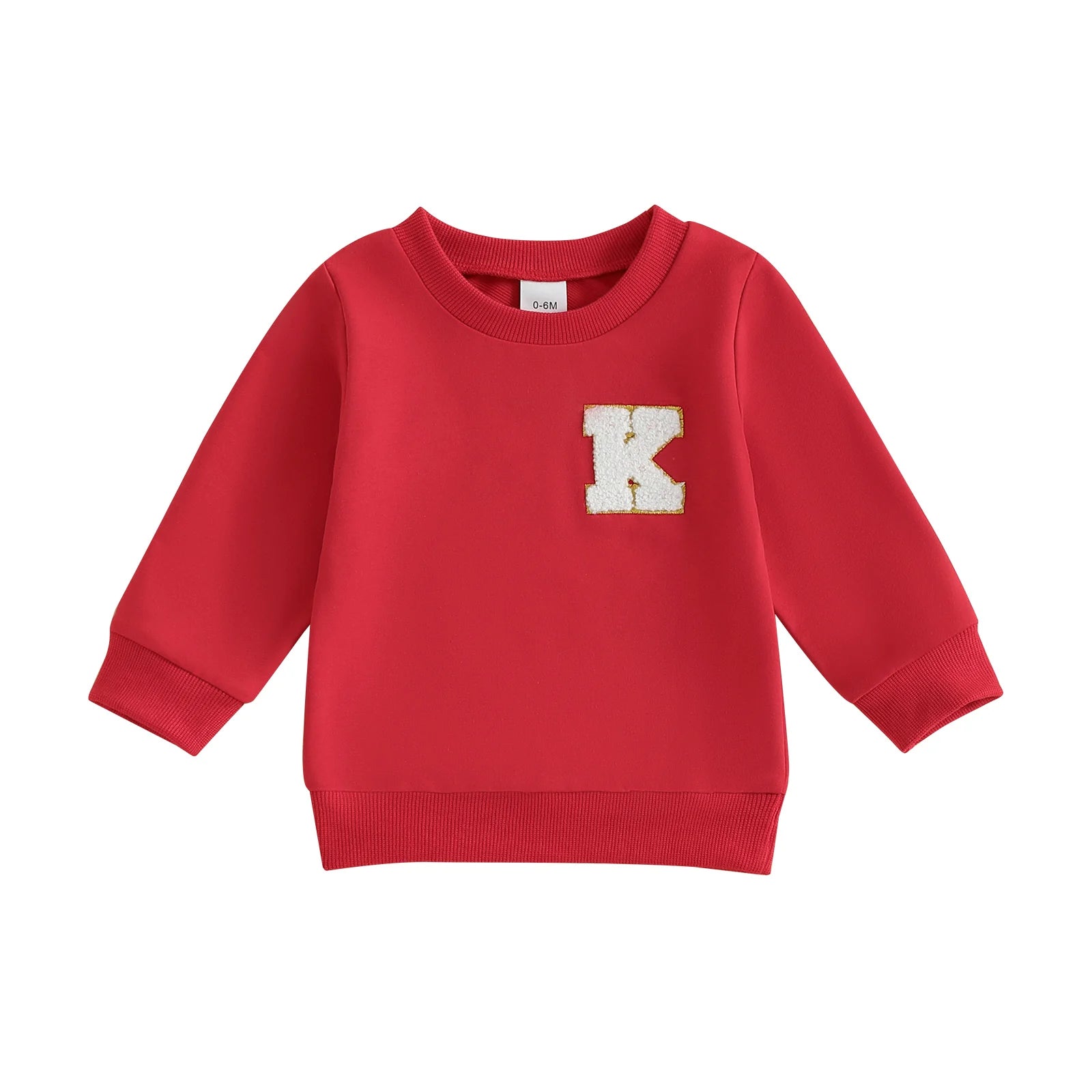 Toddler Baby Girl Boys Sweatshirt Letter Embroidery Round Neck Long