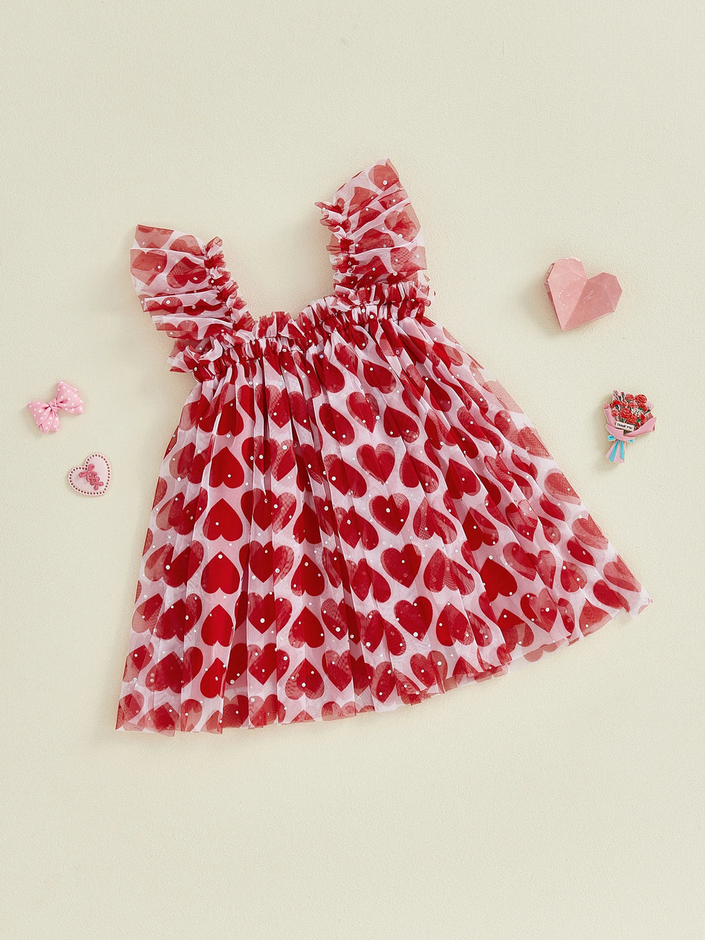 Lioraitiin Toddler Baby Girl Sleeveless Dress with Ruffled Straps Red