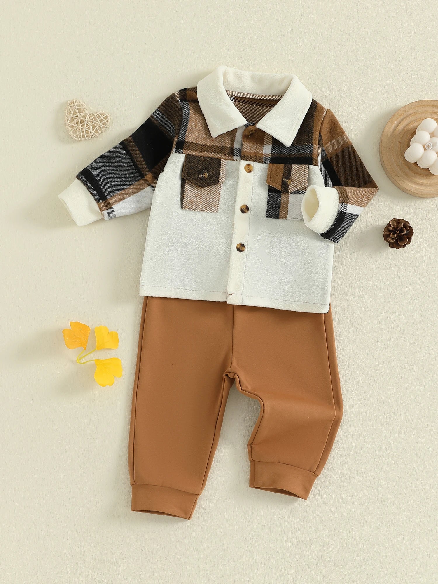 Lioraitiin Toddler Baby Boy Outfit Plaid Button up Long Sleeve Shirt