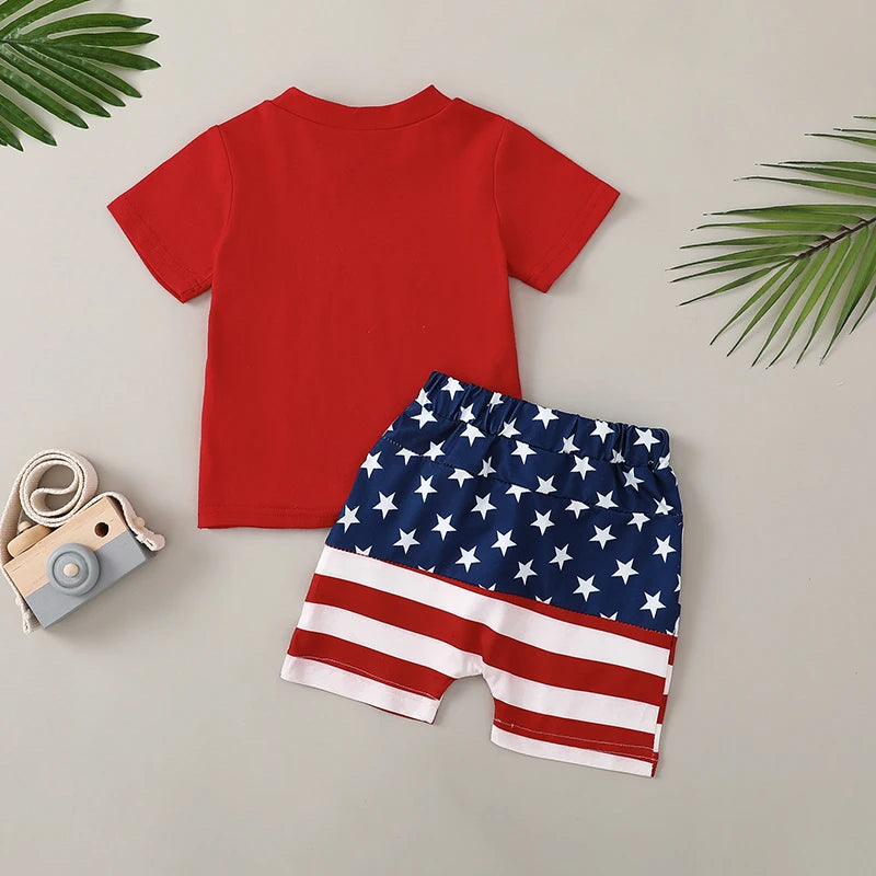 Lioraitiin 0-3Years Toddler Boys 4th of July Outfits Short Sleeve