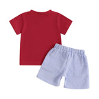 Lioraitiin Toddler Boy 4th of July Outfit Letter Embroidery Short
