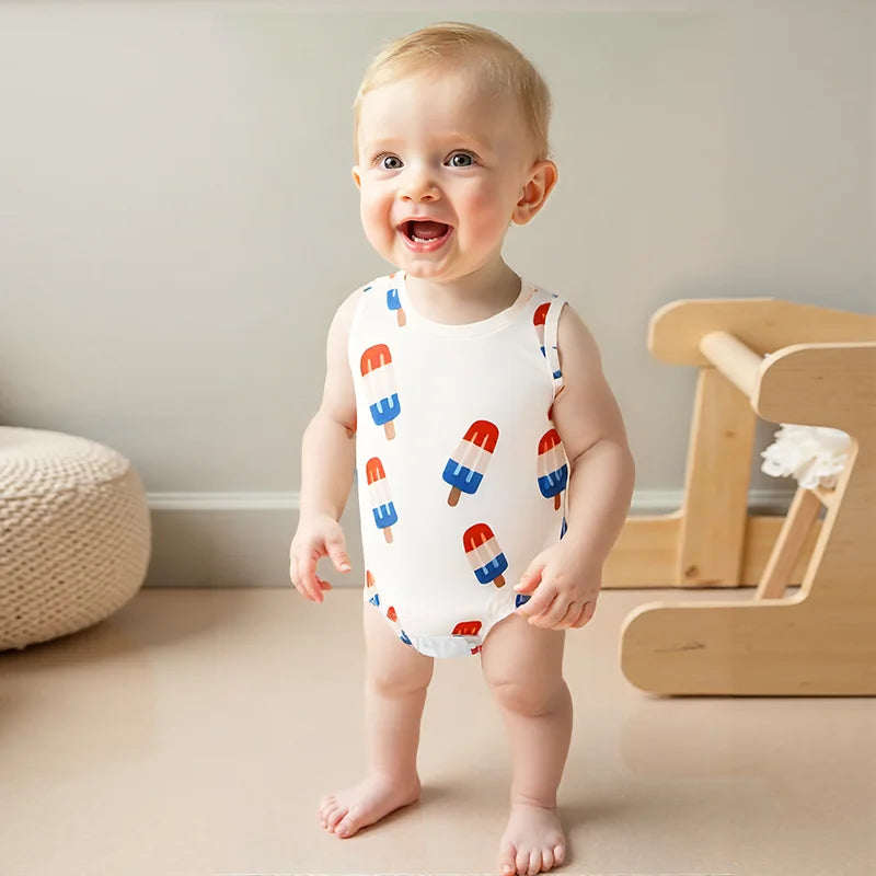 Lioraitiin Newborn Baby Boys Fourth of July Romper for Girls Cute