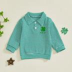 Lioraitiin Toddler Little Boy Irish Sweatshirt Striped Clover Letter