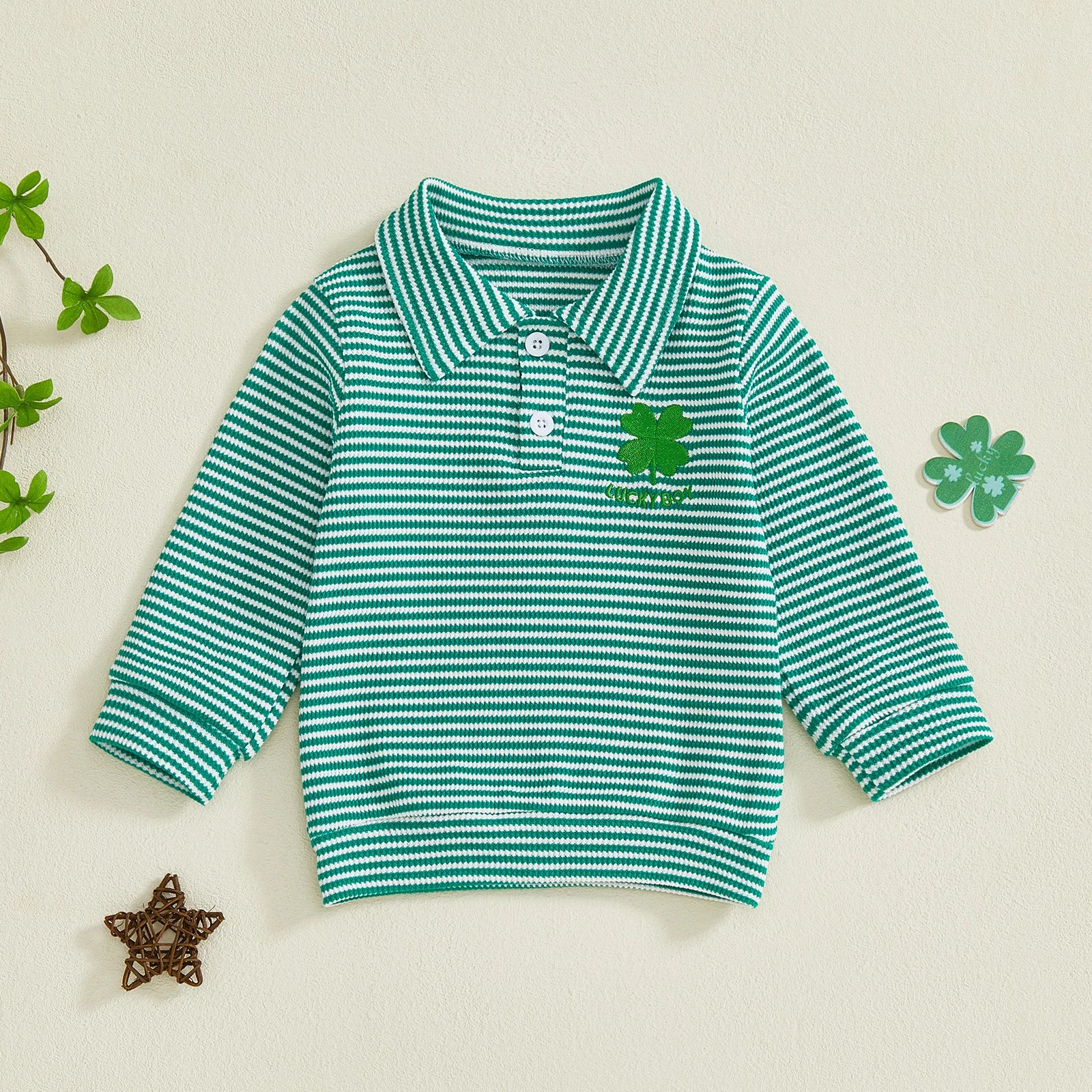 Lioraitiin Toddler Little Boy Irish Sweatshirt Striped Clover Letter