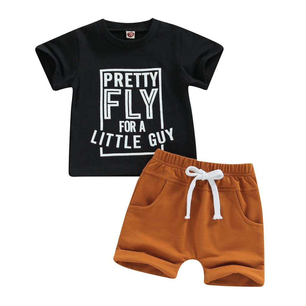 Lioraitiin 0-3Years Toddler Boys Girl 2Pcs Sets Short Sleeve Letter