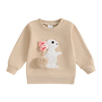 Lioraitiin Toddler Girls Boys Sweatshirts Easter Rabbit Embroidered