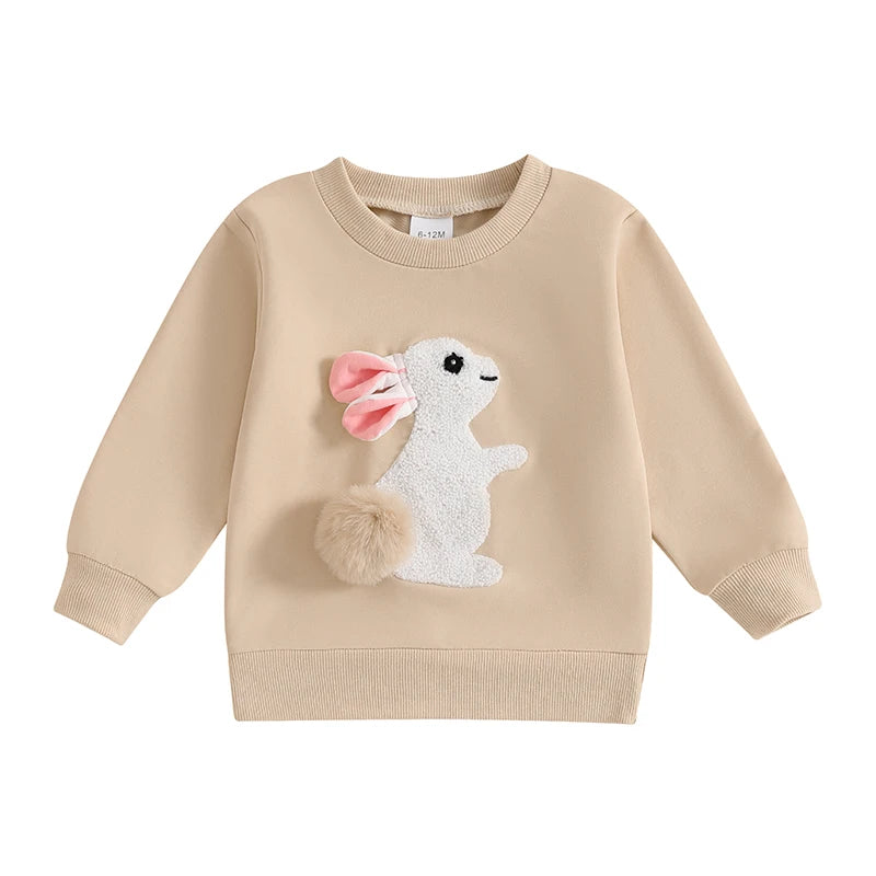 Lioraitiin Toddler Girls Boys Sweatshirts Easter Rabbit Embroidered