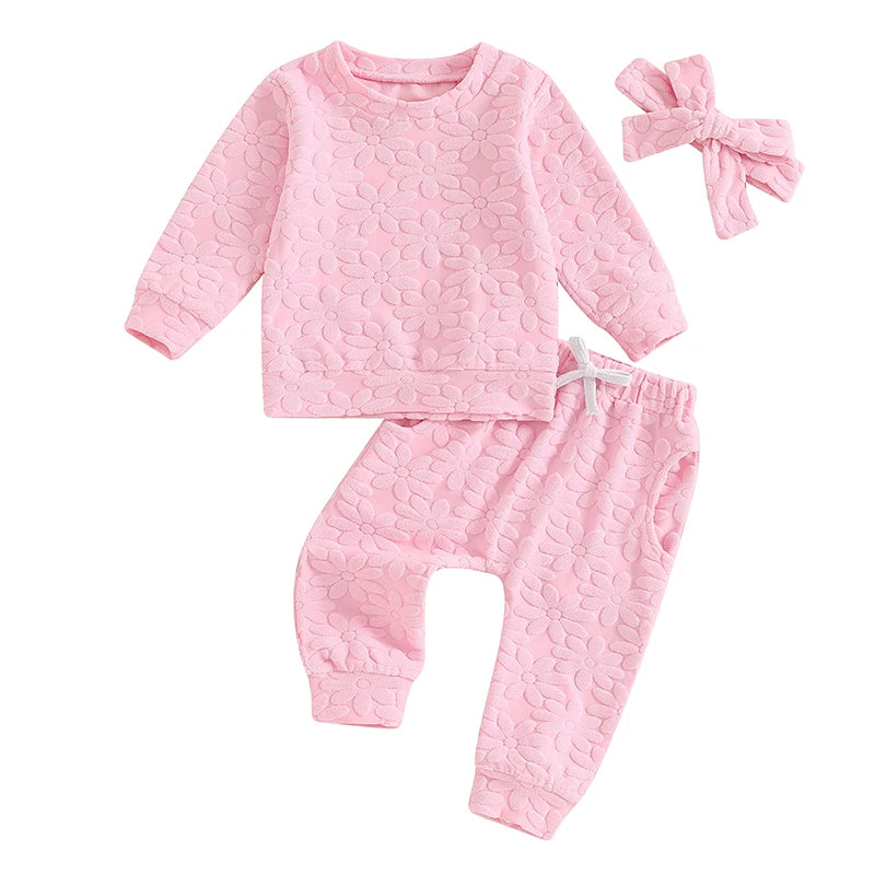 Lioraitiin Toddler Girl Outfit Daisy Embroidery Long Sleeve
