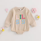 Lioraitiin 0-18M Infant Girl Sweatshirts Bodysuit Letter Embroidery