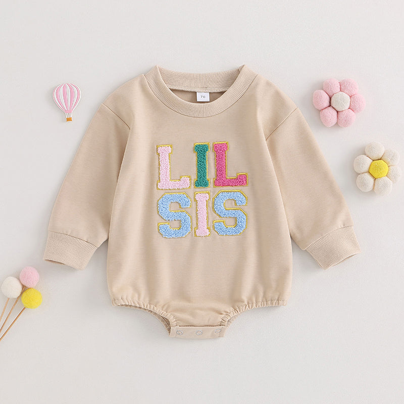 Lioraitiin 0-18M Infant Girl Sweatshirts Bodysuit Letter Embroidery