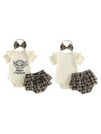 Lioraitiin Infant Girl Baby Outfit Crew Neck Ruffle Short Sleeve Bull
